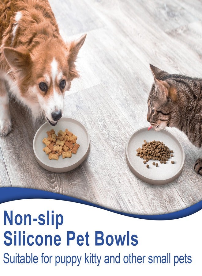 Arespark Pet Silicone Food Mat, Set of 2 Nonslip Waterproof Feeding Bowl Mat with Raised Edges for Food and Water Prevent Spills, Round Eating Tray for Dog Cat Puppy Kitten, 6'' x 6'' - Image 2